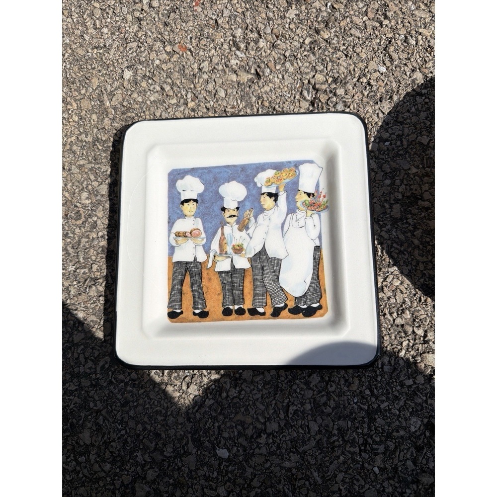 Fitz & Floyd Culinary‎ Classics Square Plate Chefs Design Italy Vintage